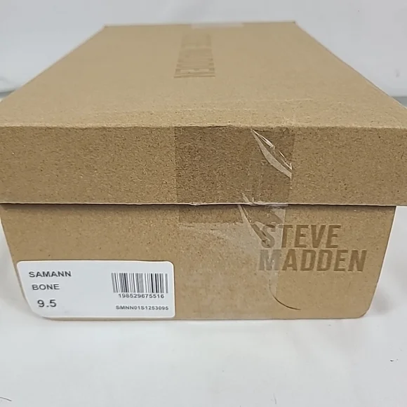NEW Steve Madden Samann Sandals Women Bone Square Toe Spool Heel Sz 9.5 Heel 2.5 - Picture 6 of 6